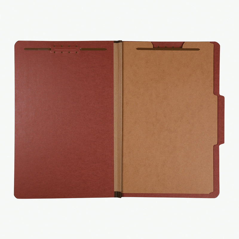 Pendaflex Pressboard Classification Folders, 1-Divider, 2" Expansion, Legal Size, Brick Red, 10/Box (2157R)