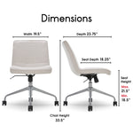 ELLE Decor Adelaide Armless Fabric Task Chair, Ivory (48214B)