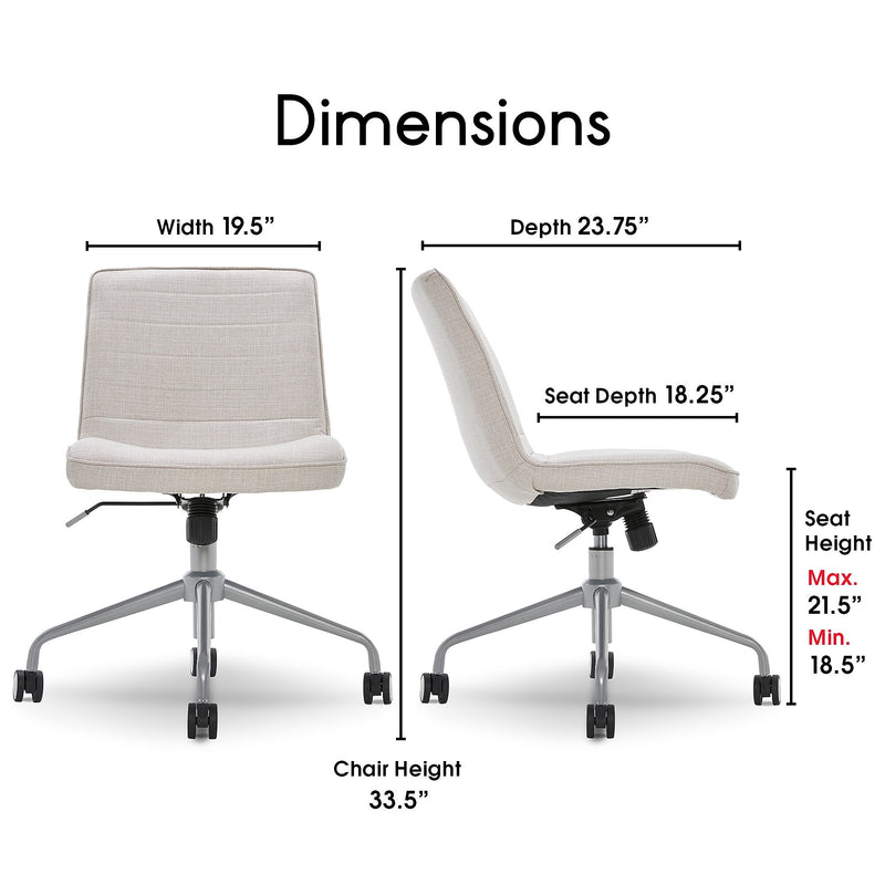 ELLE Decor Adelaide Armless Fabric Task Chair, Ivory (48214B)