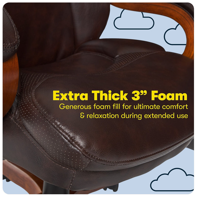 Serta Big and Tall Ergonomic Bonded Leather Swivel Executive Chair, Light Brown (43506A)
