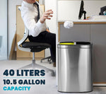 Alpine Industries Stainless Steel Dual Compartment Trash Can with Lid and Liner, 21 Gallon, 2/Pack (ALP470-R-40L-2PK)