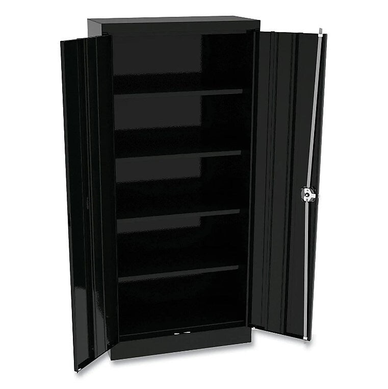 Alera Space Saver Storage Cabinet, Four Fixed Shelves, 30w x 15d x 66h, Black