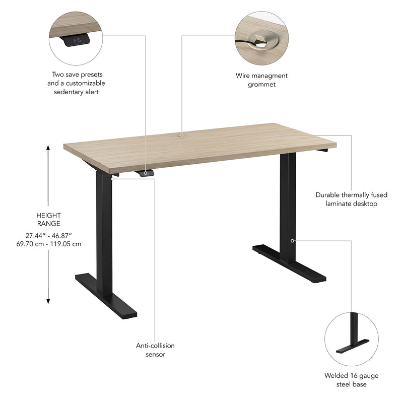 Bush Business Furniture Move 60 Series 48"W Electric Adjustable Standing Desk, Natural Elm/Black Powder Coat (M6S4824NEBK)