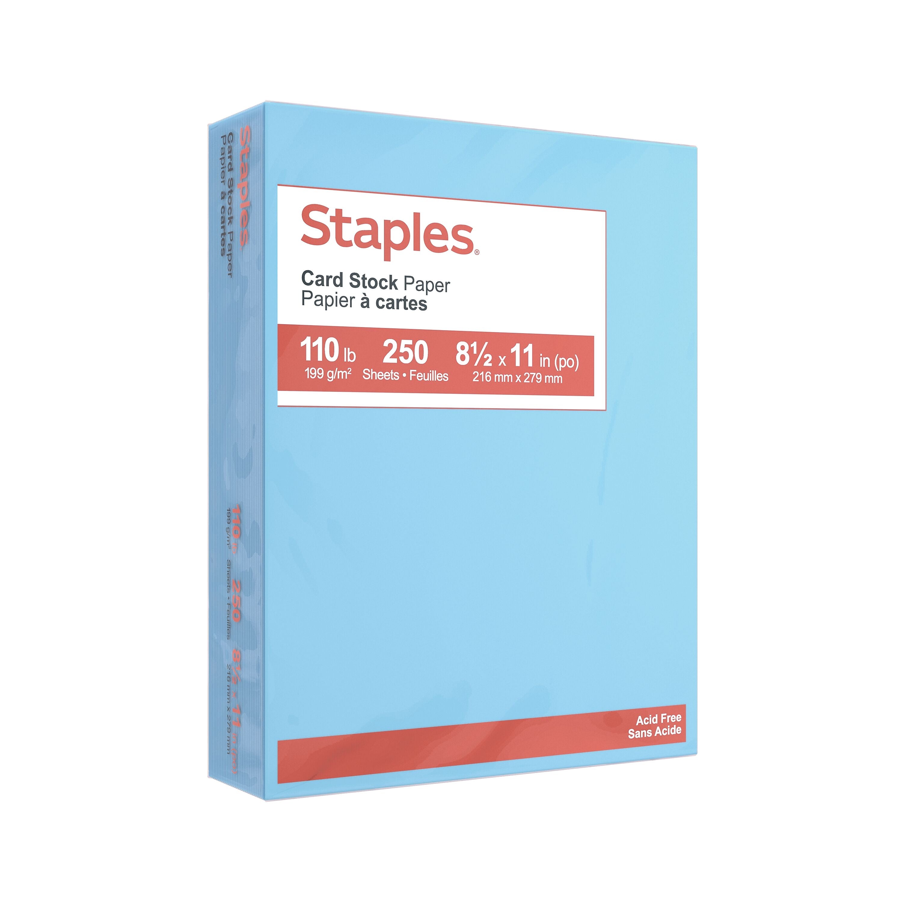 Staples 110 lb. Cardstock Paper, 8.5" x 11", Blue, 250 Sheets/Ream (49702)