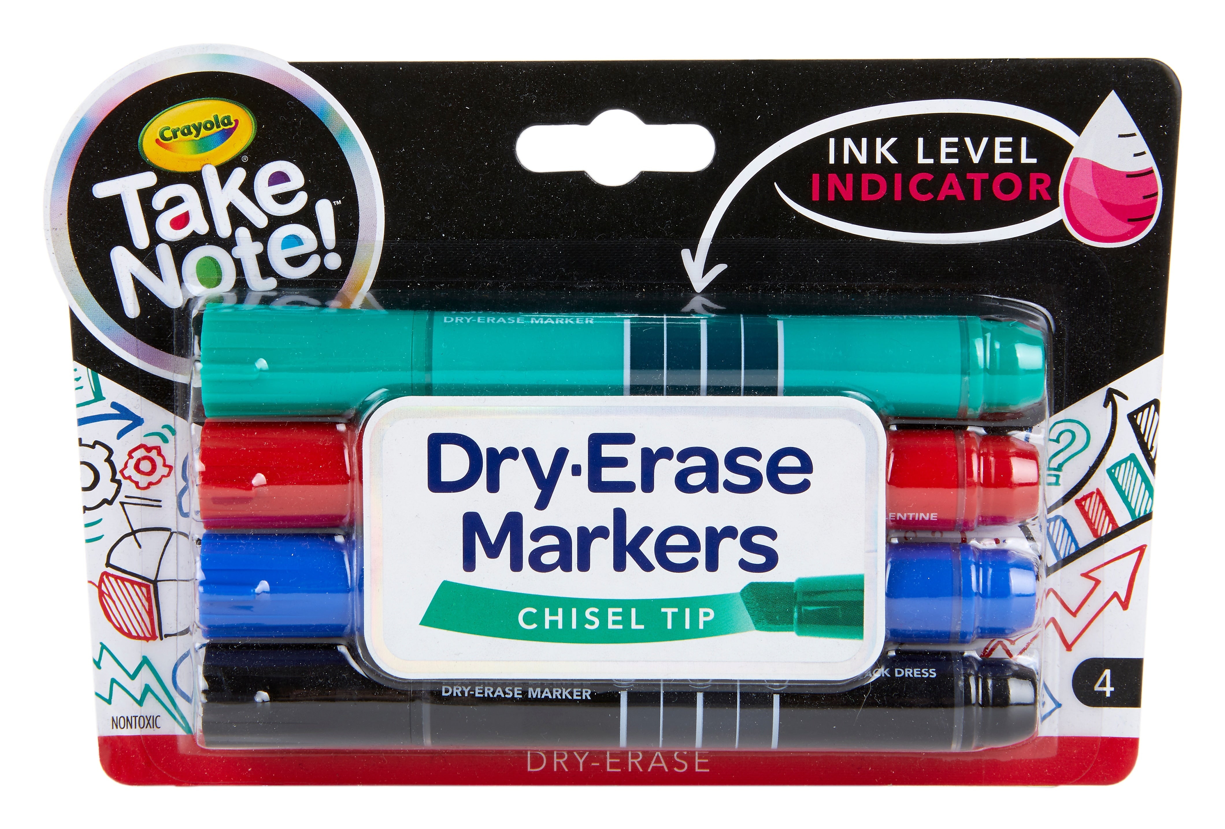 Crayola Take Note Dry-Erase Markers, 4/Set (58-6543)