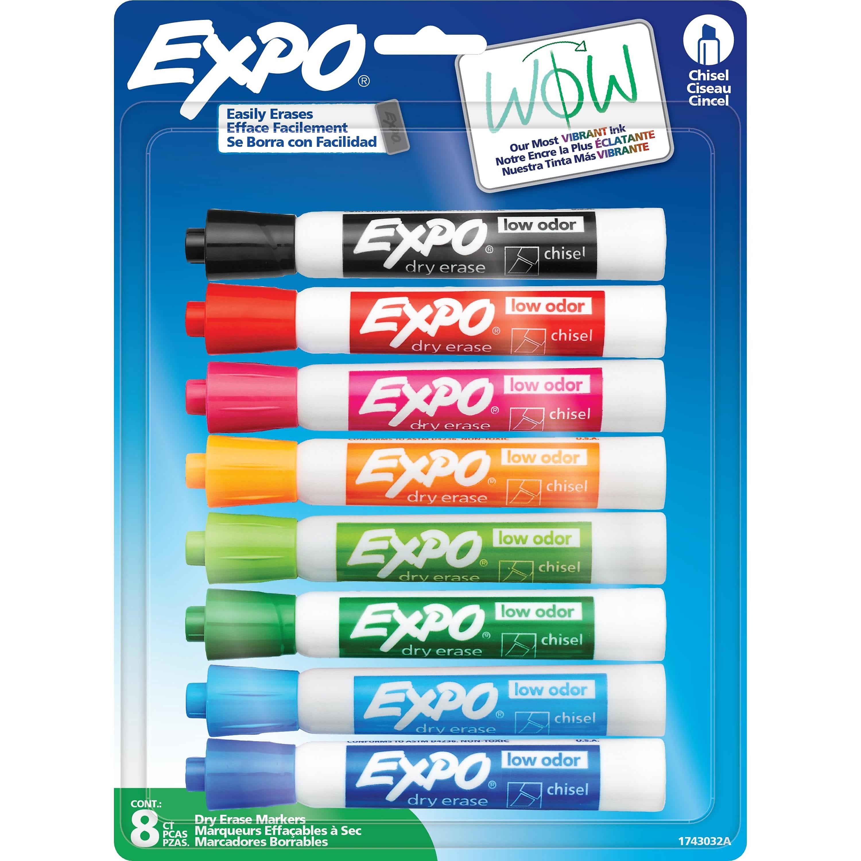Expo Tank Dry Erase Markers, Chisel Tip, Assorted Inks, 8/Pack (1743032)