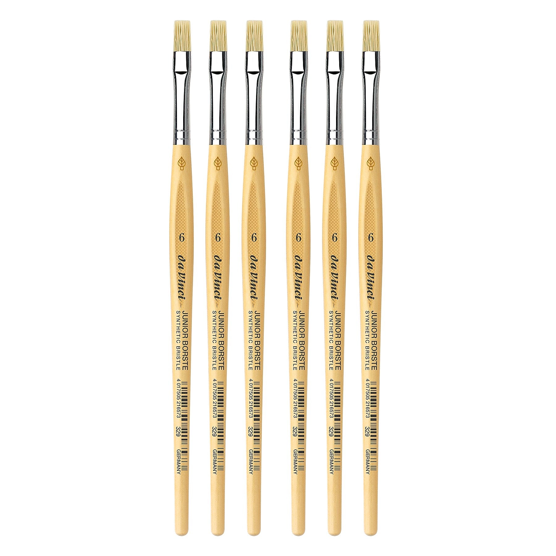 da Vinci JUNIOR BORSTE Tempera Synthetic Student Flat Brush, 6 Brushes/Pack (DVXVA3296-6)