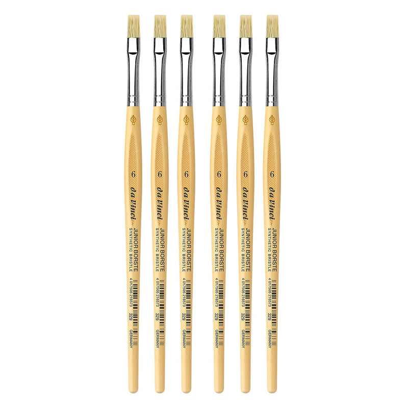 da Vinci JUNIOR BORSTE Tempera Synthetic Student Flat Brush, 6 Brushes/Pack (DVXVA3296-6)