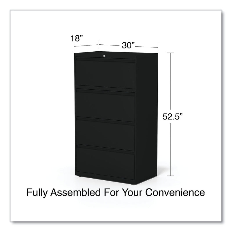 Alera® 4-Drawer 30"W Lateral File Cabinet; Black, Legal (ALELA54305BL)