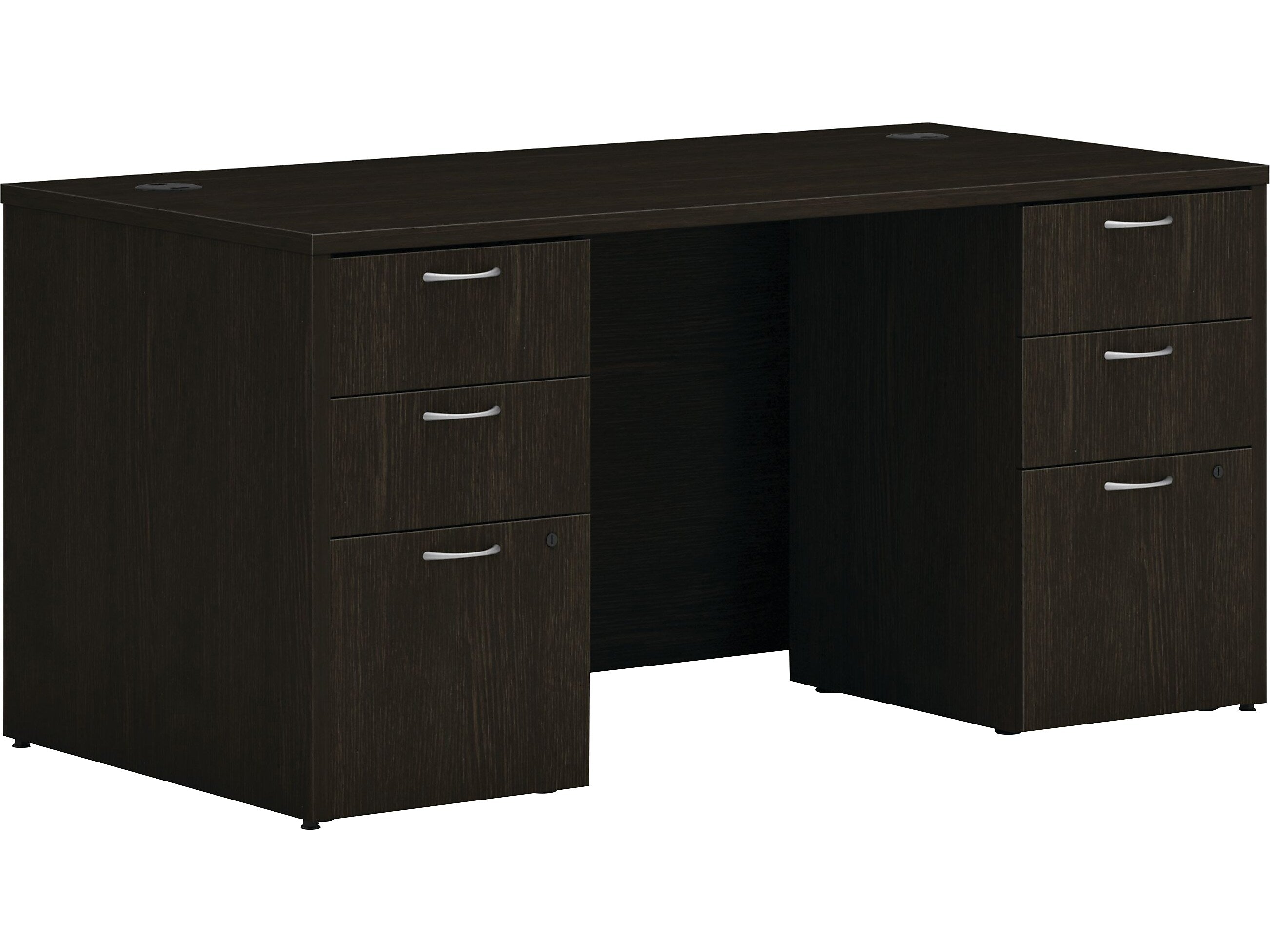HON Mod 60"W Double-Pedestal Desk, Java Oak (HLPLDS6030BBFJA1)
