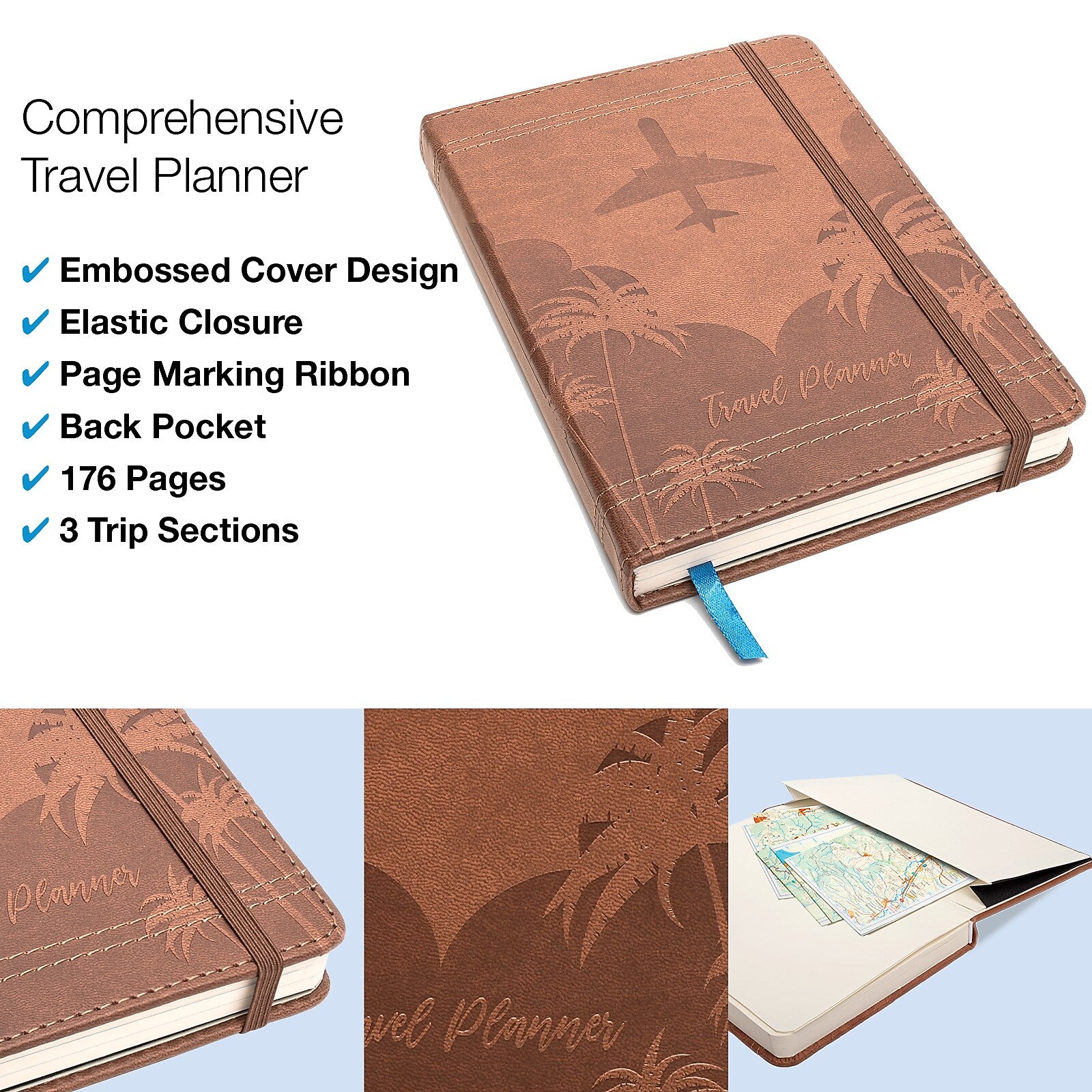 Global Printed Products Travel 5" x 7" Planner, Paperboard Cover, Brown (GPP-0119-A)