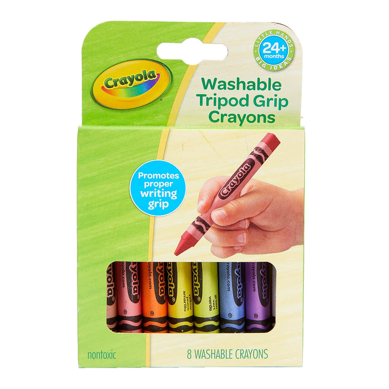 Crayola Washable Tripod Grip Triangular Crayons, Assorted Colors, 8/Pack, 8 Packs/Bundle (BIN811460-8)