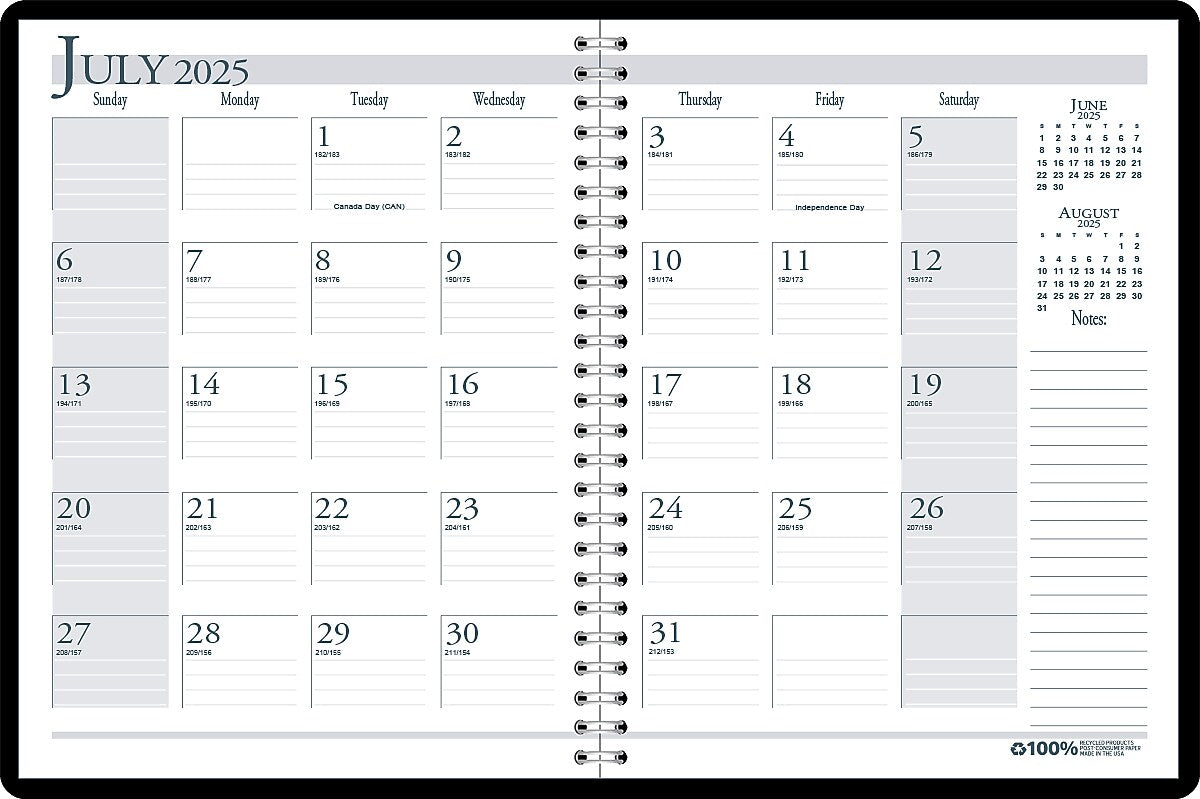 2025-2026 House of Doolittle 8.5" x 11" Academic Year Monthly Planner, Faux Leather Cover, Black (26302-26)
