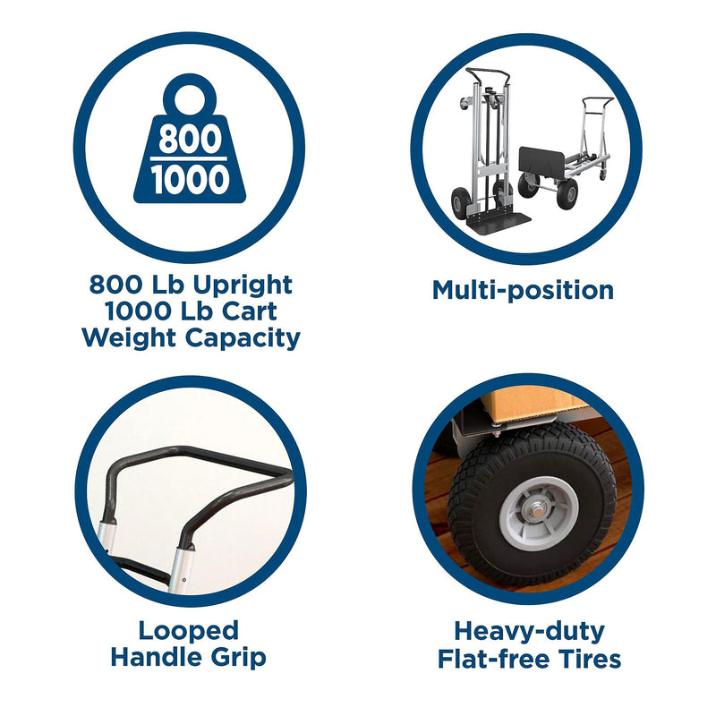 Cosco Convertible Hand Truck, 1000/800 lb. Capacity, Aluminum (12204ASB1E)