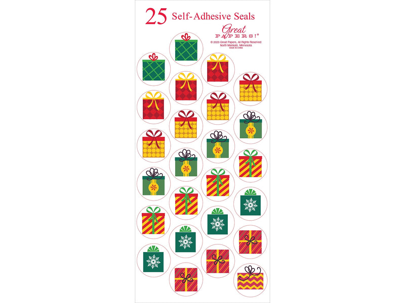 Great Papers Presents Holiday Seals, Assorted Colors, 25/Pack (2023056)