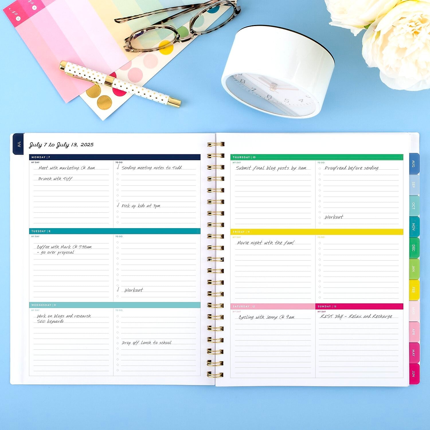 2025-2026 AT-A-GLANCE Simplified by Emily Ley 8.5" x 11" Academic Year Weekly & Monthly Planner, Plastic Cover, Happy Stripe