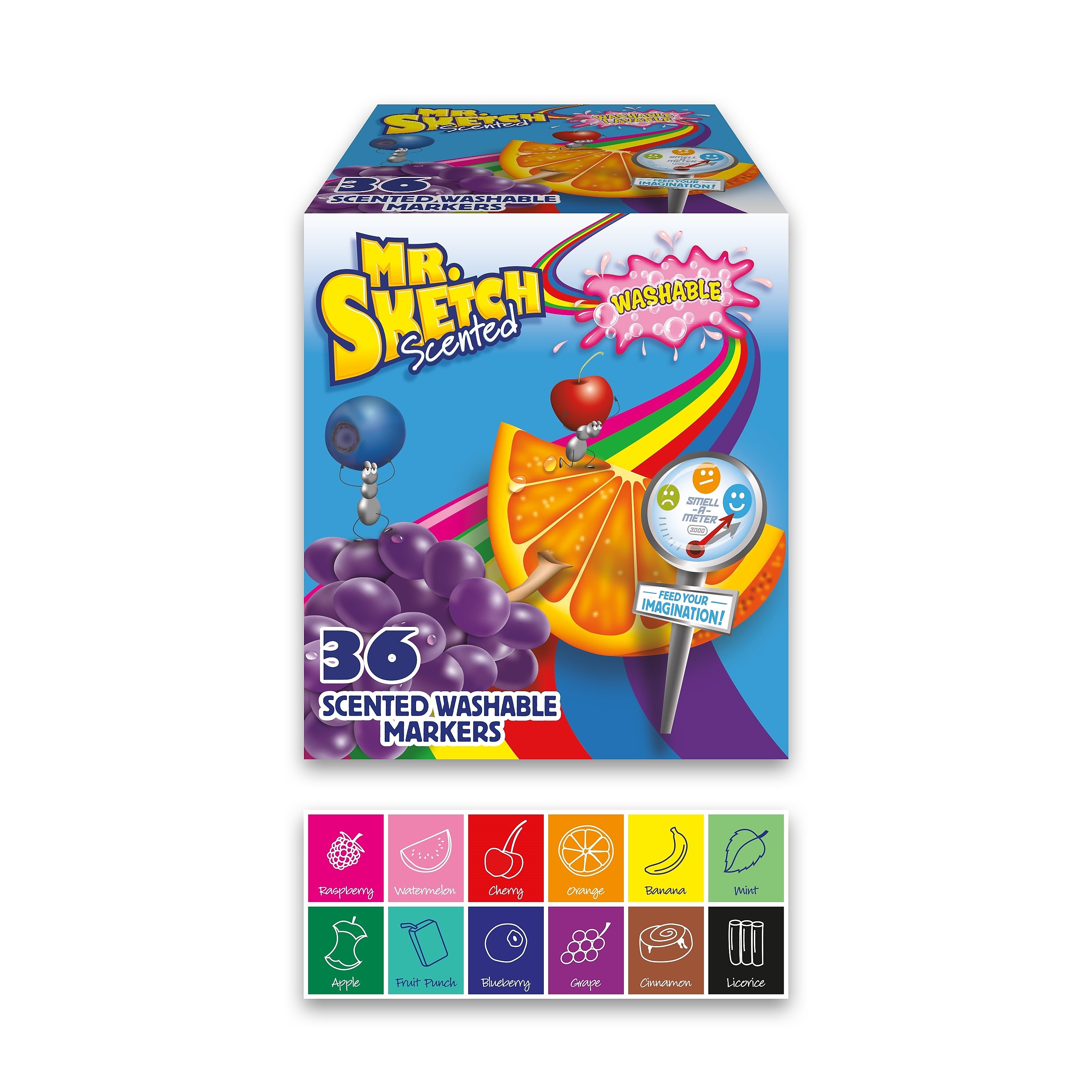 Mr. Sketch Scented Washable Markers, Chisel Tip, Assorted Colors, 36 Count (2003992)