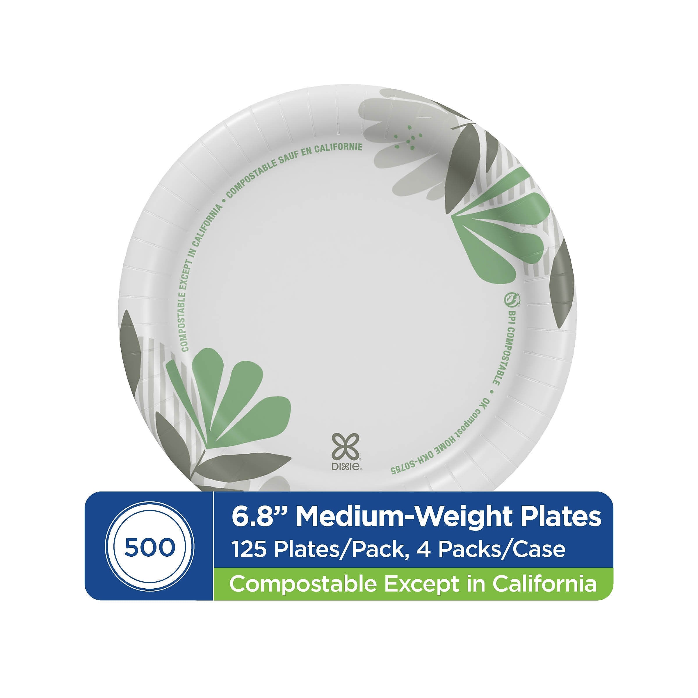 Dixie Pathways 6.8" Paper Plates, Multicolored, 500/Carton (UX7WS)