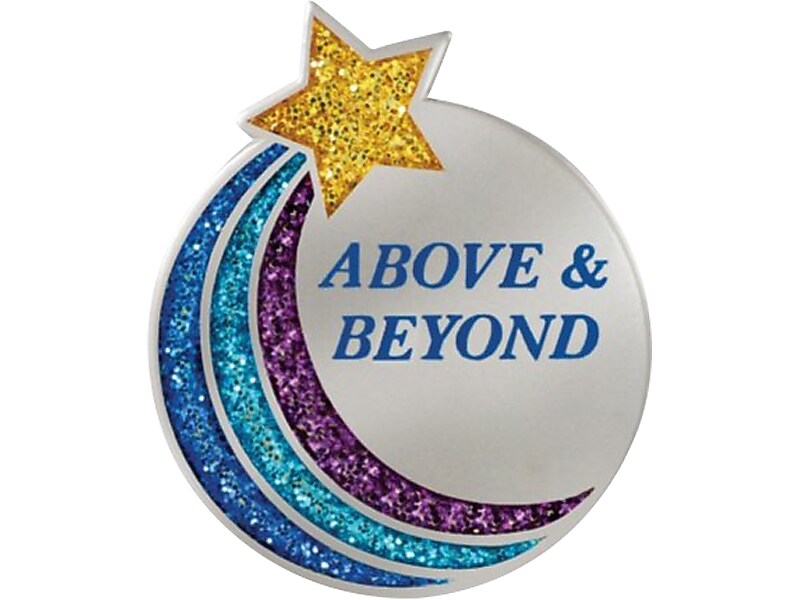 Baudville Above & Beyond Star Lapel Pin, 0.9" x 0.8", Multicolor, 25/Pack (70464P25)