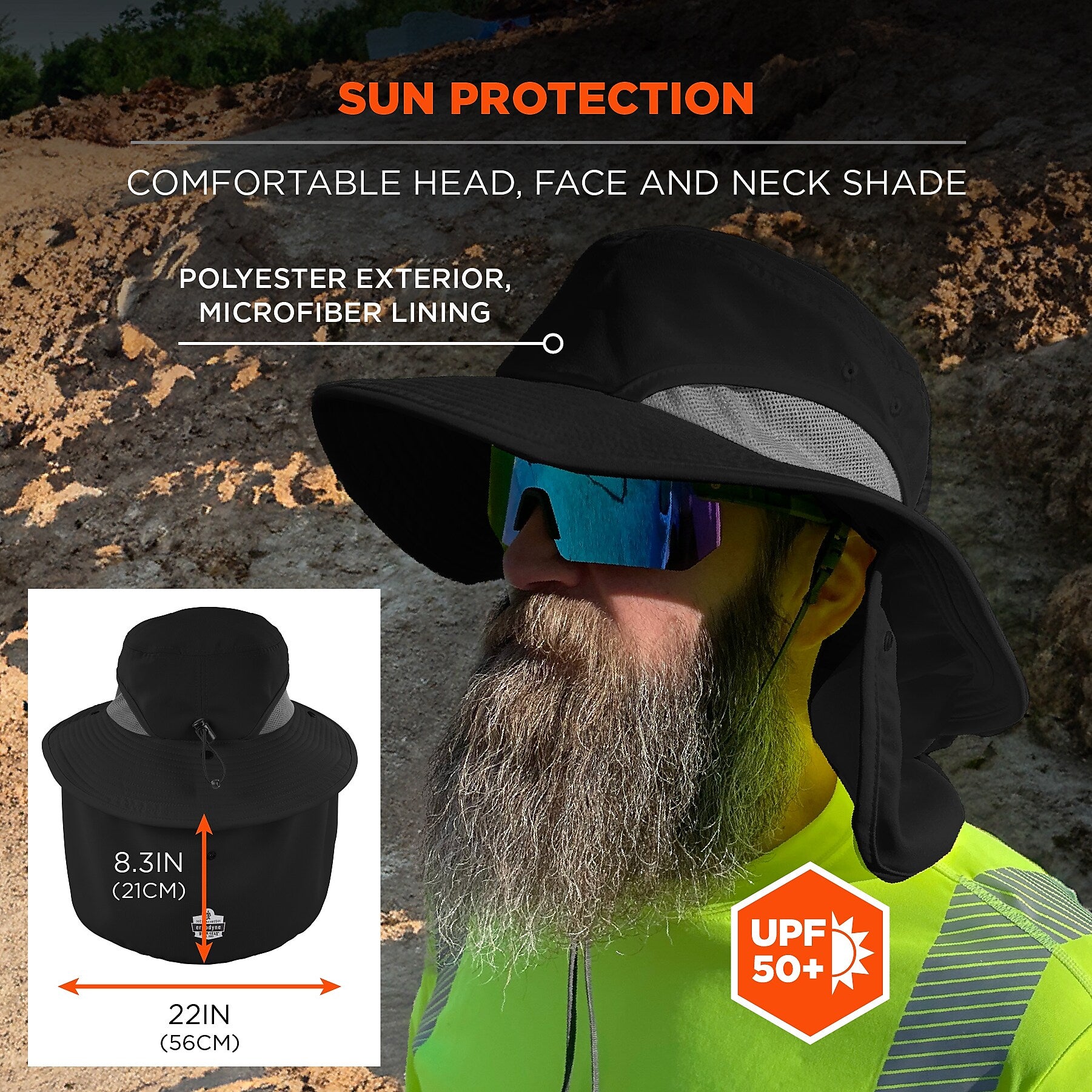 Chill-Its 8934 Cooling Sun Hat, Black, Large/Extra-Large (12726)