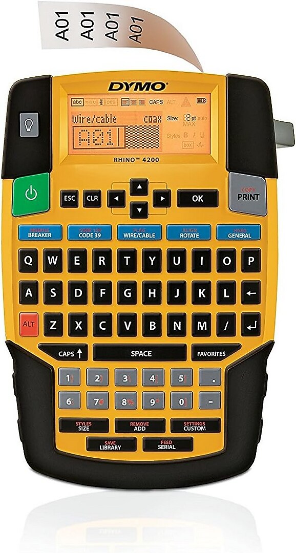 DYMO Rhino 4200 Kit Portable Label Maker & Carry Case, Yellow/Black (1835374)