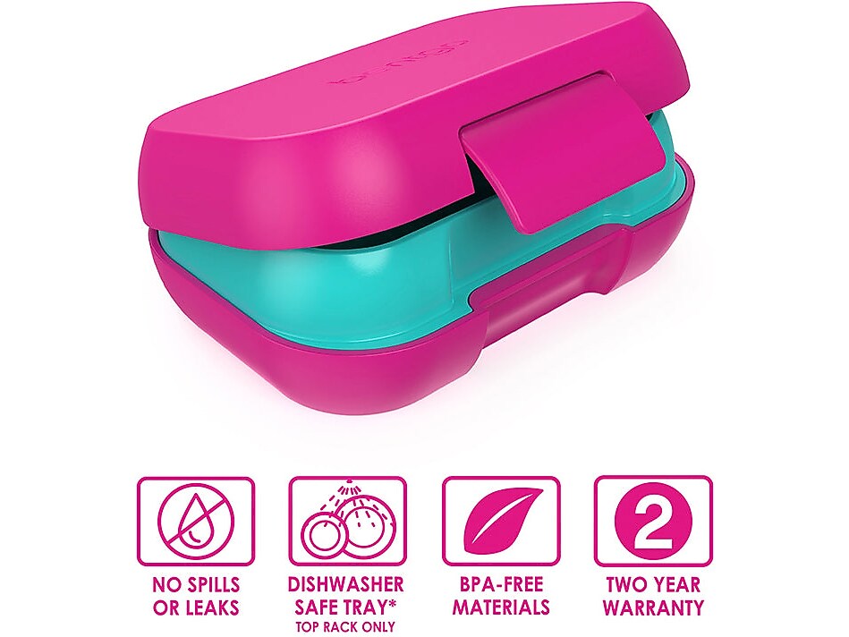 bentgo Kids Snack Container, Fuchsia/Teal, 12 oz. (BGKDSNK-F)