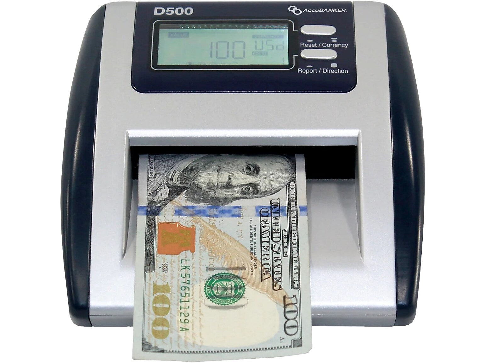 AccuBANKER Automatic Counterfeit Bill and Value Detector, Blue/Gray (D500)