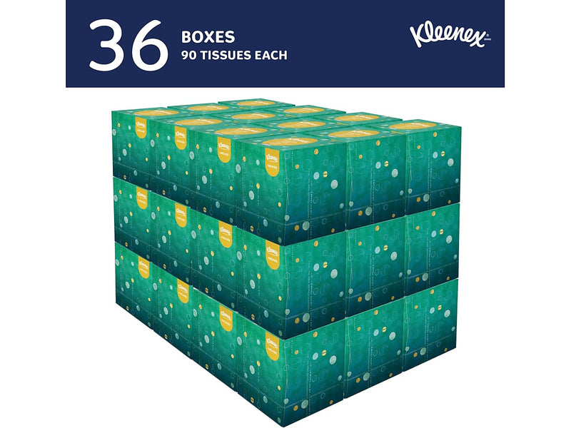 Kleenex Naturals Facial Tissue, 2-Ply, 90 Tissues/Box, 36 Boxes/Carton (56027)