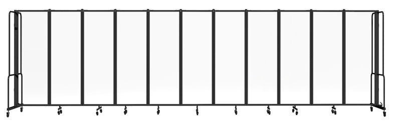 National Public Seating Robo Series 11-Panel Folding Mobile Room Divider, 72"H x 256"W, Clear Acrylic (RDB6-11CA)