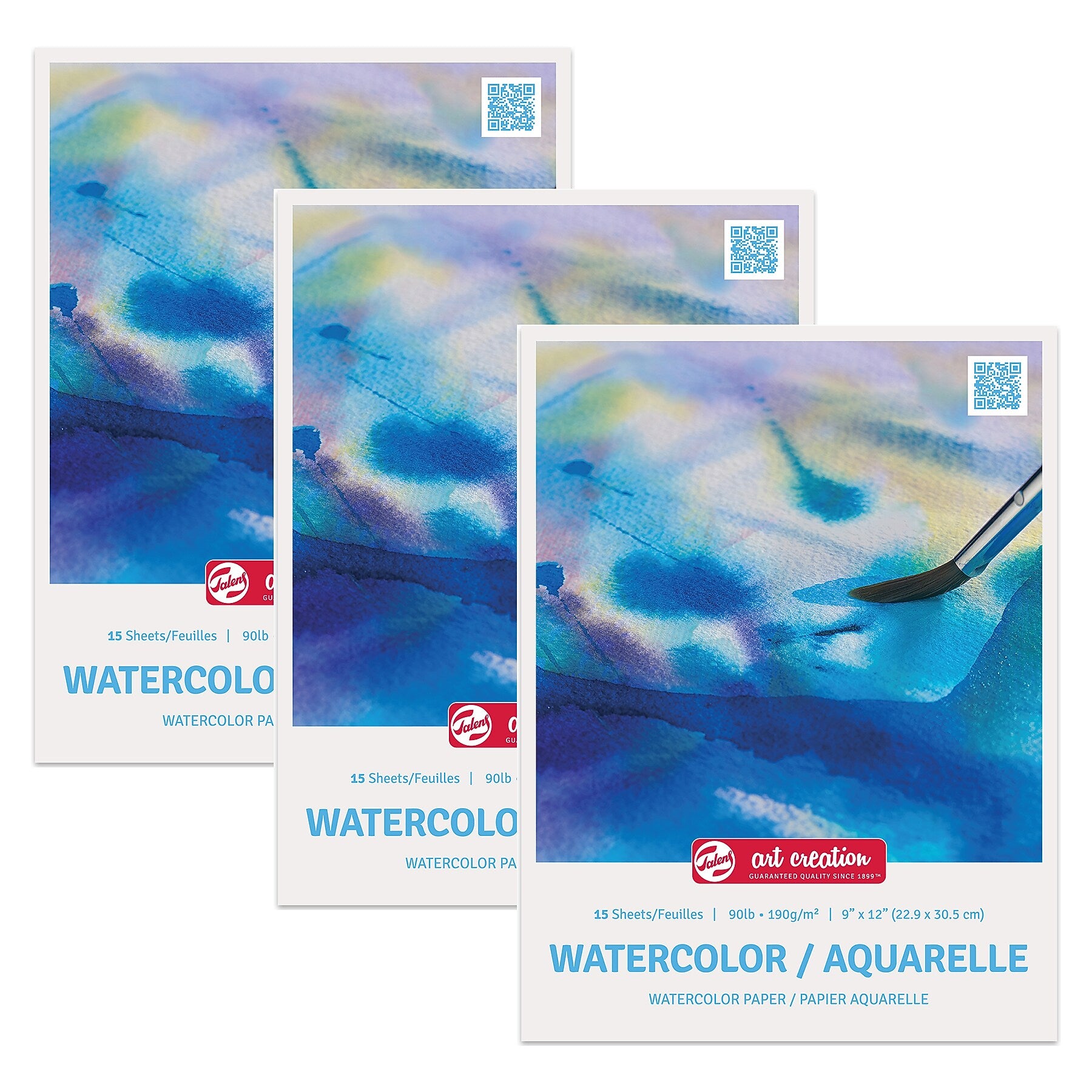 Talens Art Creation 9" x 12" Watercolor Sketch Pad, 15 Sheets/Pad, 3/Bundle (TLN9317801M-3)