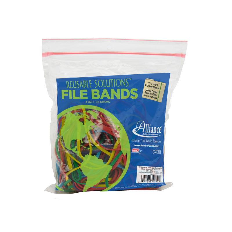 Alliance Reusable Solutions Multi-Purpose #117B Rubber Bands, 7" x 1/8", Non-Latex, Assorted Colors, 50/Pack (07807)