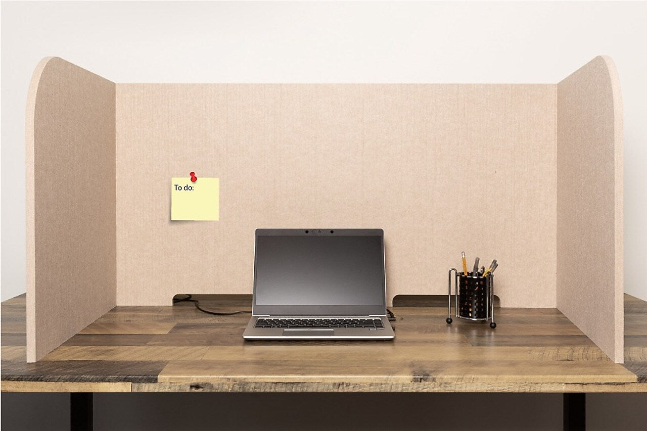 Versare SoundSorb Foldable Fabric Freestanding Privacy Panel, 24"H x 48"W, Beige (DS7826103-1)