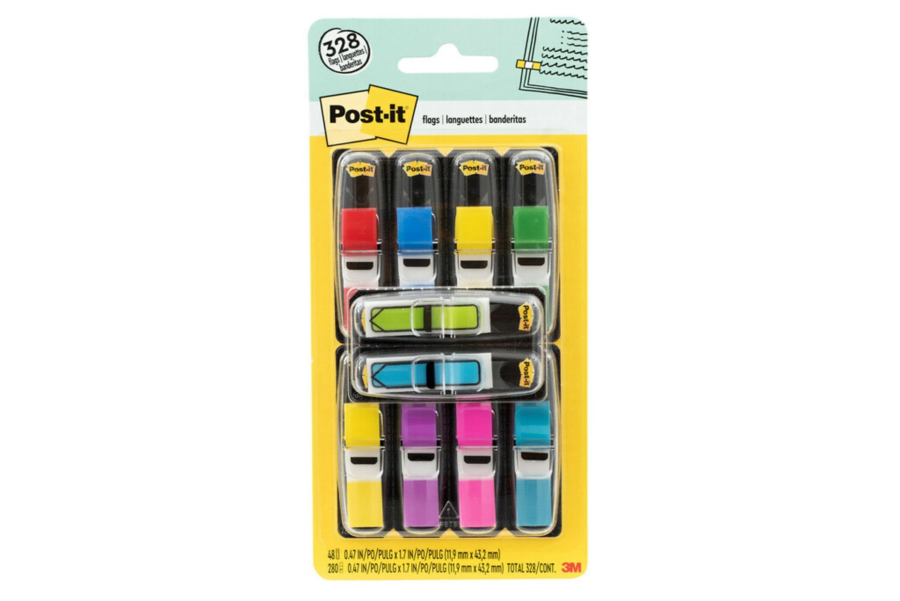Post-it Flags Value Pack, .47", Assorted Colors, 328 Flags/Pack (683-VAD1)