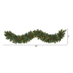 Nearly Natural 6-ft White Mountain Pine Artificial Garland with 35 White Warm LED Lights and Pinecones (W1101)