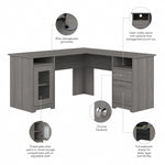 Bush Furniture Cabot 60"W Wood L-Shaped Computer Desk, Modern Gray (WC31330K)