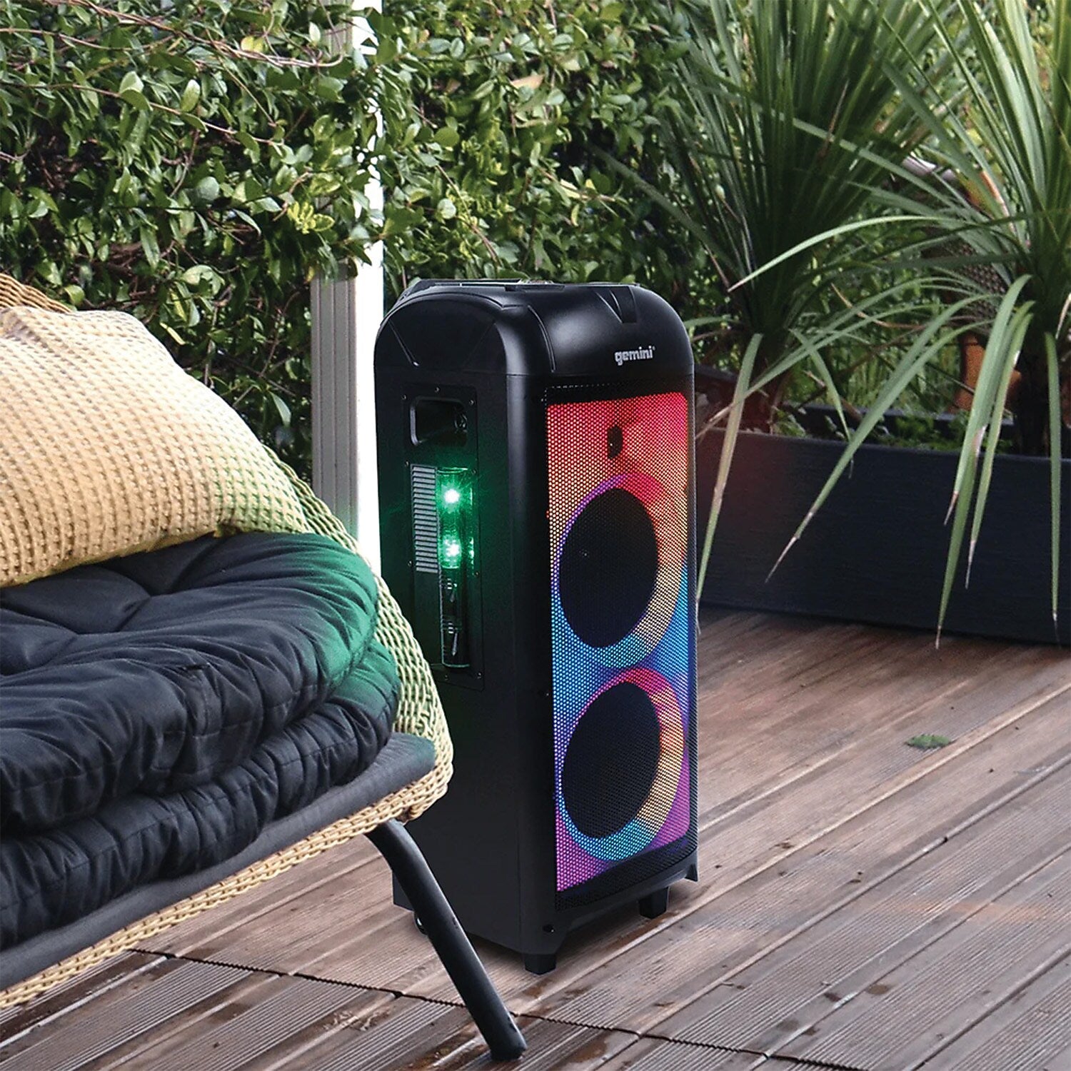 Gemni Sound 360° 1000W Portable Bluetooth Speaker w/ LED Party Lighting, Black (GPLT-360)