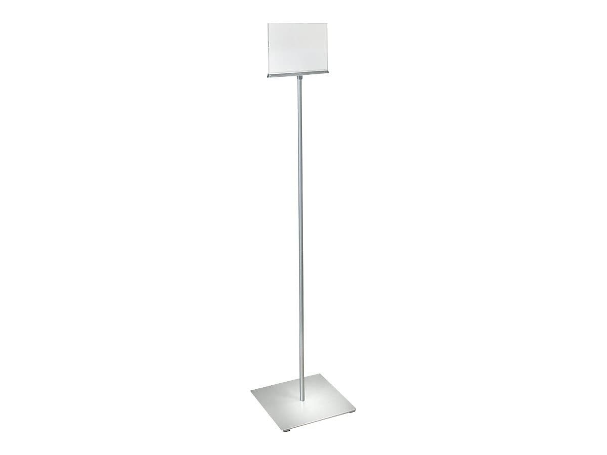 Azar Sign Holder, 12" x 50.5", Horizontal, Freestanding, Clear/Silver, Acrylic (300861)