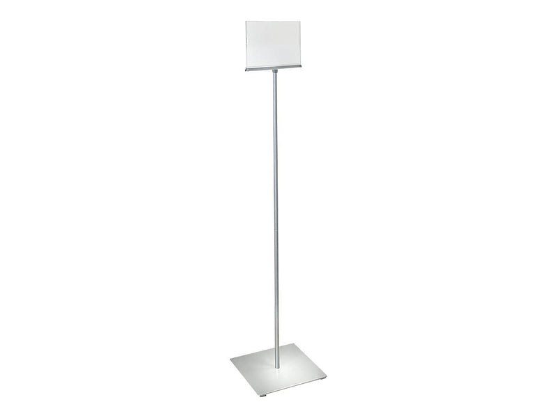 Azar Sign Holder, 12" x 50.5", Horizontal, Freestanding, Clear/Silver, Acrylic (300861)