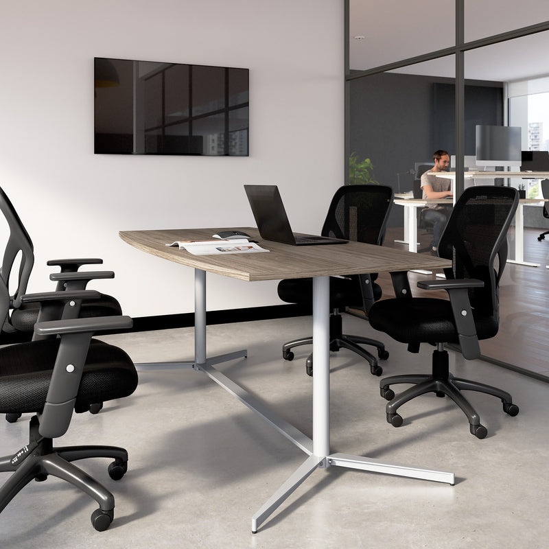 Bush Business Furniture 72"W x 36"D Boat Shaped Conference Table, Modern Hickory (99TBM72MHSVK)