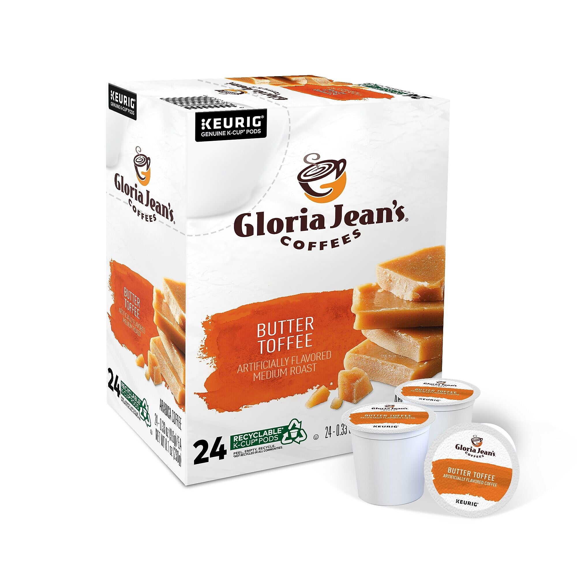 Gloria Jean's Butter Toffee Coffee Keurig® K-Cup® Pods, Medium Roast, 24/Box (5000330066)