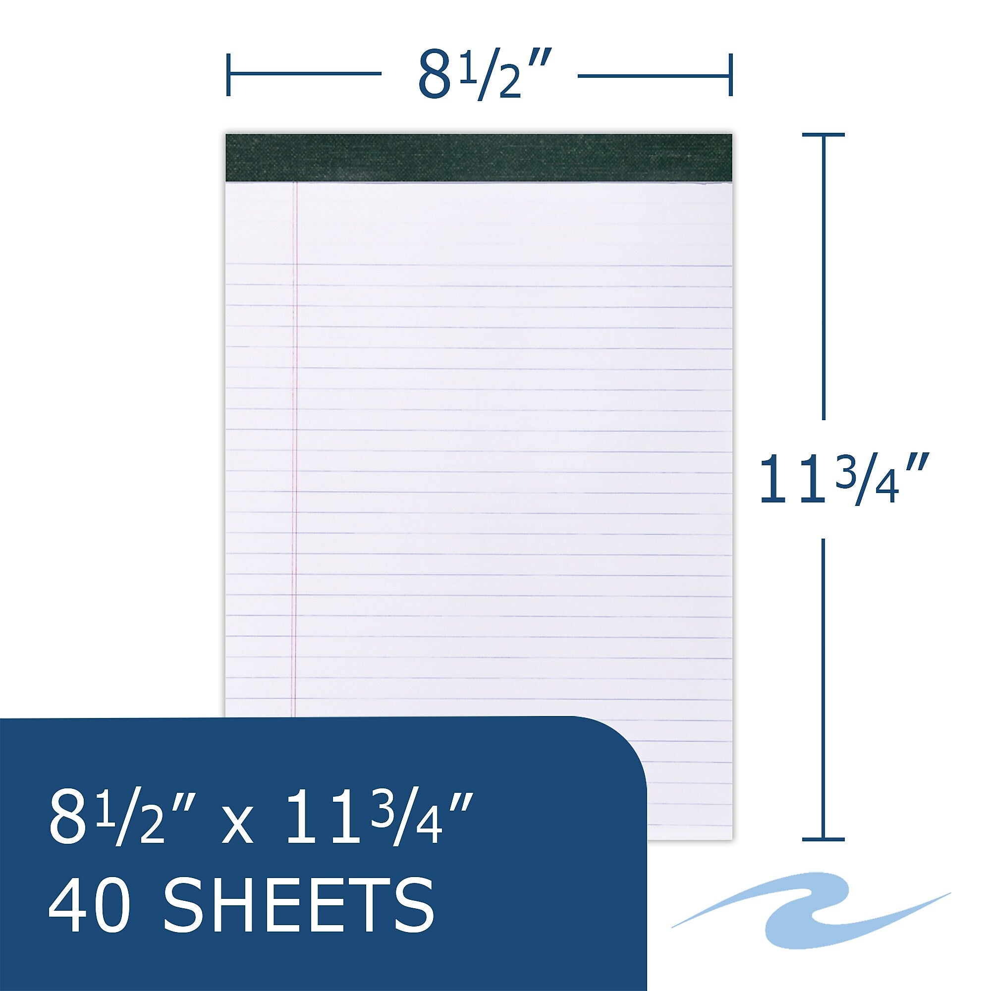 Roaring Spring Notepad, 8.5" x 11.75", Law Ruled, White, 40 Sheets/Pad, 36 Pads/Case (24326CS)