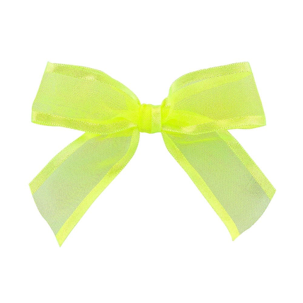 JAM Paper Satin Sheer Bows, Neon Yellow, 100/Pack (52640349162)