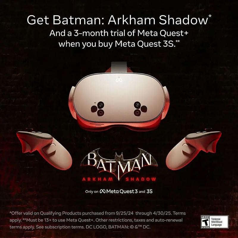 Meta Quest 3S Advanced All-in-One VR Headset with Batman: Arkham Shadow, 256GB, White (SK-1000209-01)