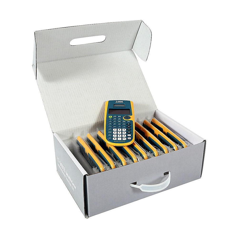 Texas Instruments 16-Digit Battery/Solar Powered Scientific Calculator, Yellow and Blue, Set of 10 (TI30XSMVTKYEL)