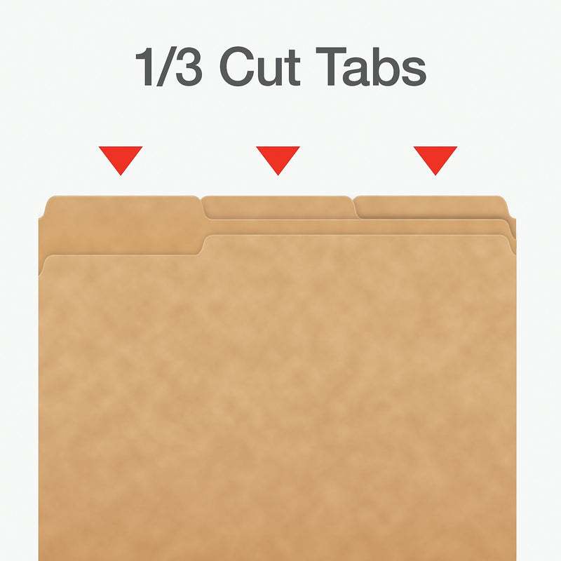 Pendaflex Heavy Duty File Folder, 1/3-Cut Tab, Assorted, Letter Size, Kraft, 50/Box (1007030)
