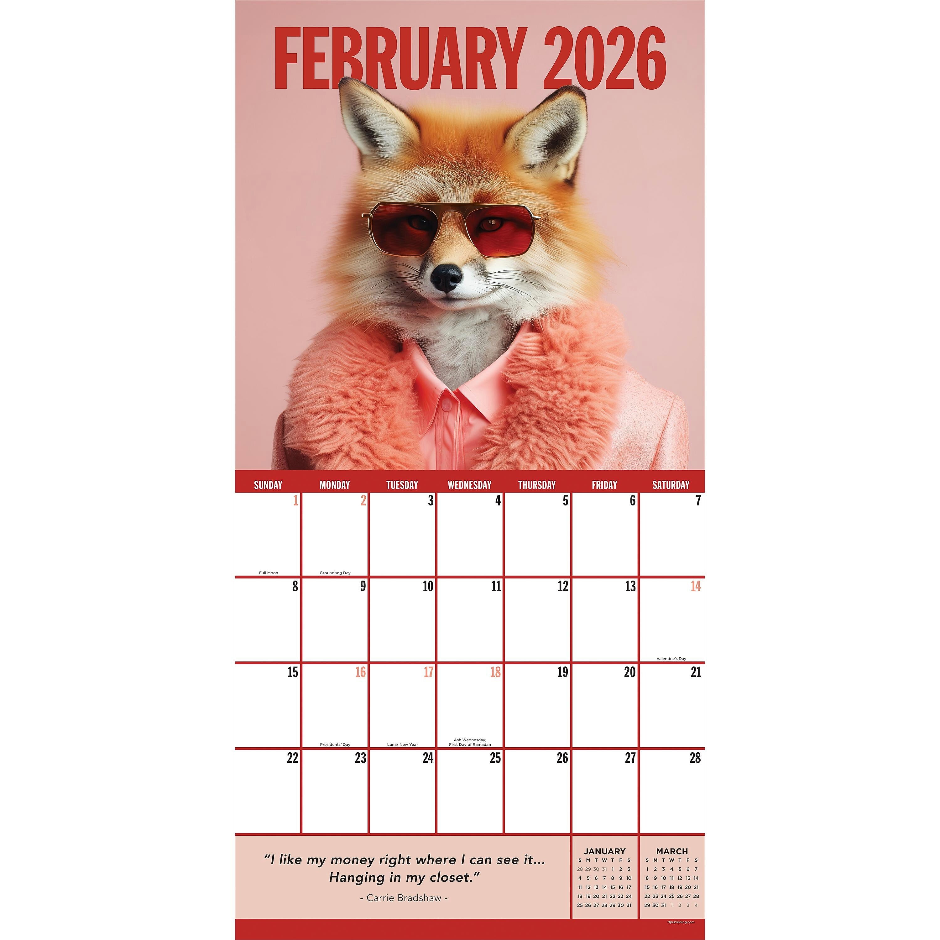 2026 TF Publishing 12" x 17" TF Publishing 12" x 12" Pawsmopolitan Wall Calendar 26-1122