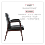 Alera Madaris Bonded Leather Guest Chair, Black/Mahogany (ALEMA43ALS10M)