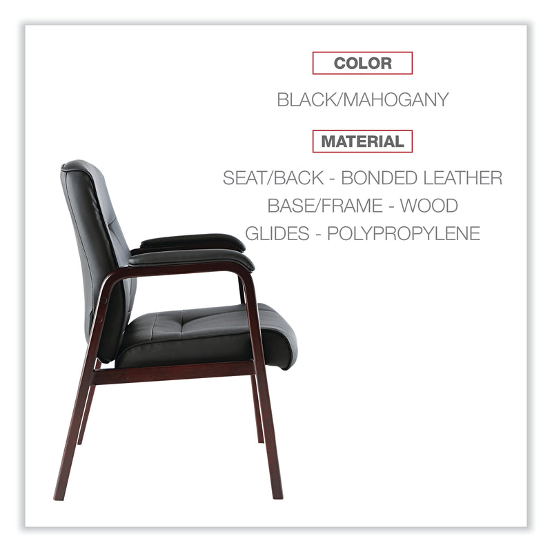 Alera Madaris Bonded Leather Guest Chair, Black/Mahogany (ALEMA43ALS10M)