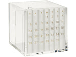 Russell+Hazel Bloc 2-Compartment Stackable Acrylic Pencil Cup with Monthly Calendar, Clear/Gold (93917)
