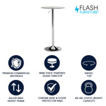 Flash Furniture 23.5'' Round Adjustable-Height Glass Table (Adjustable Range 33.5'' to 41'') (CH5)